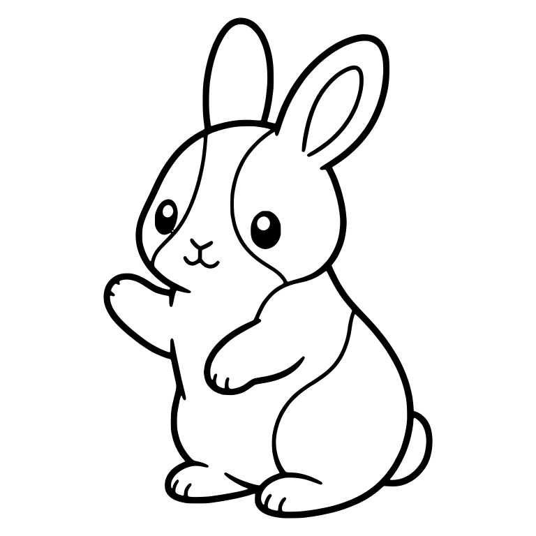 Kawaii Dutch Bunny Standing And Waving One Paw — free animal SVG cut file