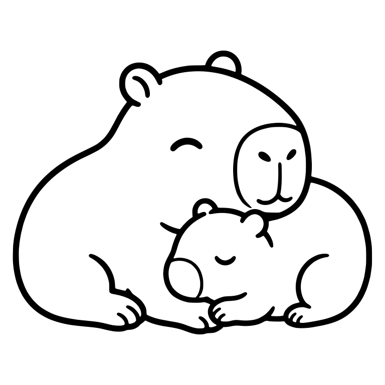 Capybara Mother Cuddling Sleeping Baby — free animal SVG cut file