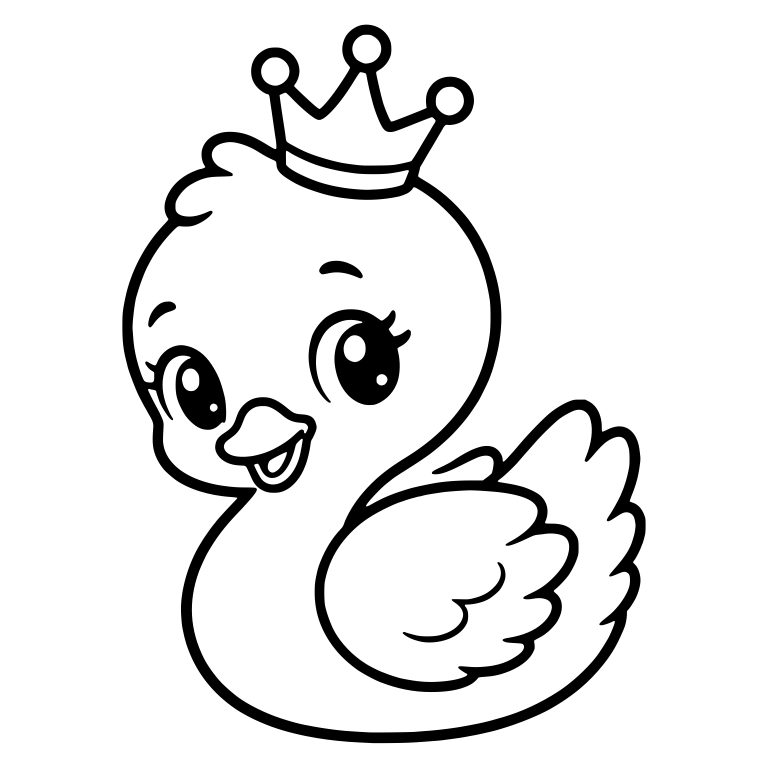 Baby Swan With Crown, Head Tuft and Big Eyes — free animal SVG cut file
