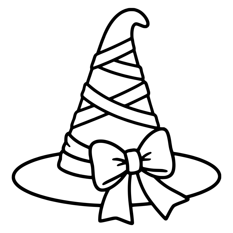 Witch Hat Wrapped in Criss-Cross Ribbon with Bow — free objects SVG cut file
