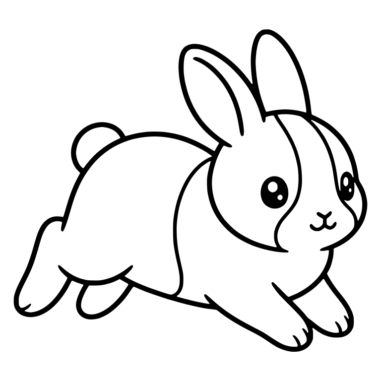 Kawaii Dutch Bunny Leaping Right With Face Blaze — free animal SVG cut file