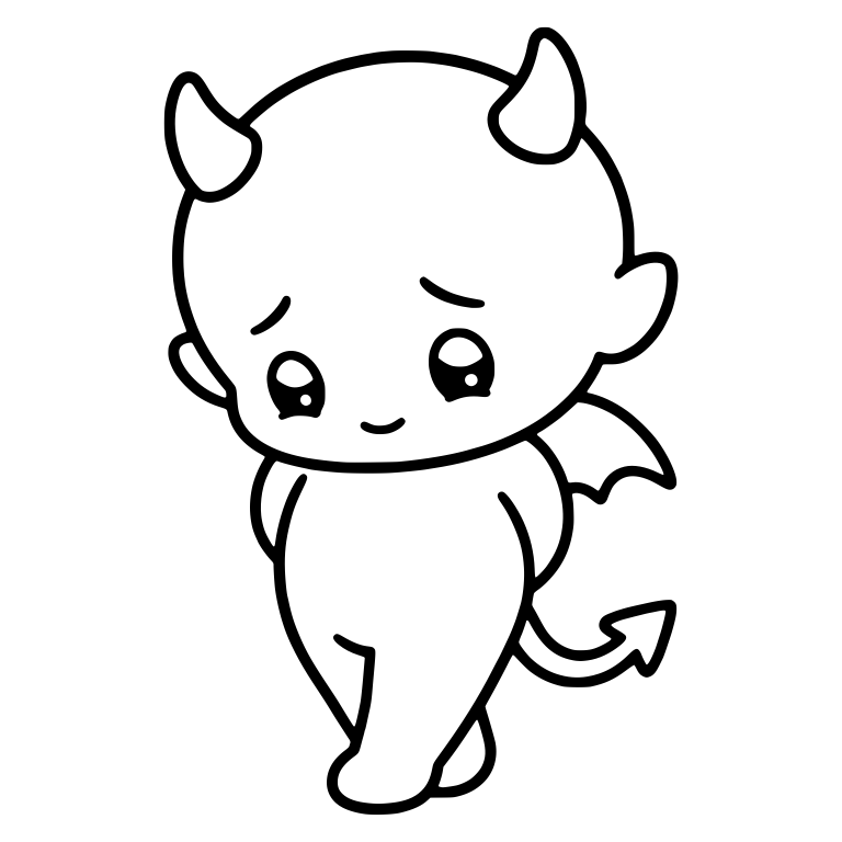 Bashful Little Devil Looking Down with One Bat Wing — free fantasy-creature SVG cut file