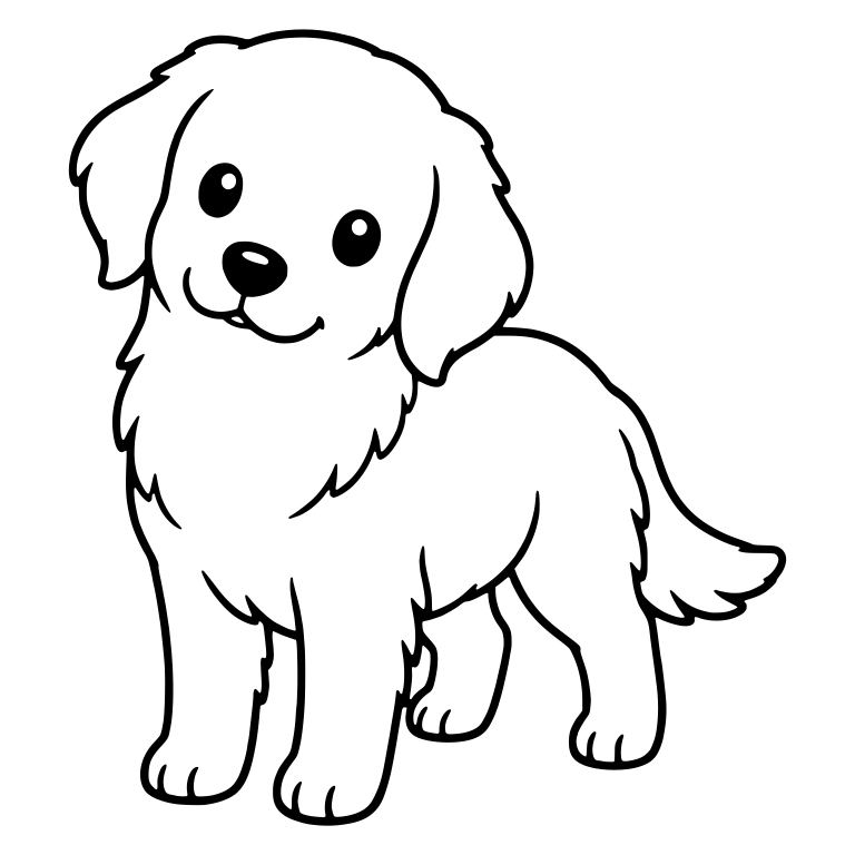 Golden Retriever Puppy Standing With Head Tilted — free animal SVG cut file