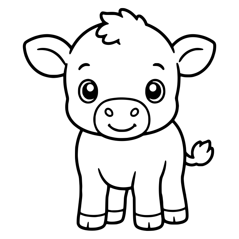 Front-Facing Calf With Sparkly Eyes and Small Tail Tuft — free animal SVG cut file