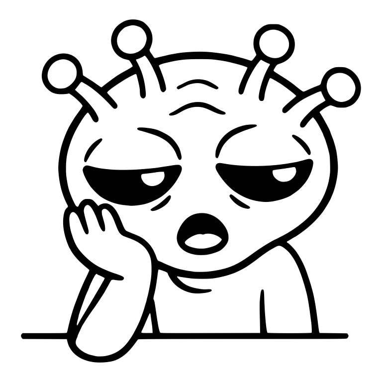 Bored Four-Antenna Alien Resting Chin on Hand — free fantasy-creature SVG cut file