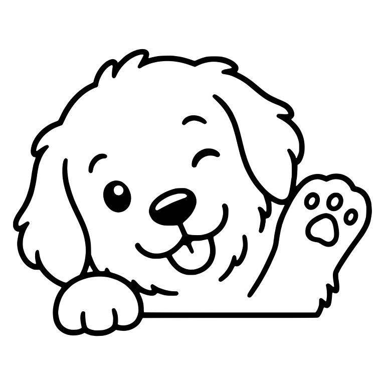 Golden Retriever Puppy Peeking and Waving With a Wink — free animal SVG cut file