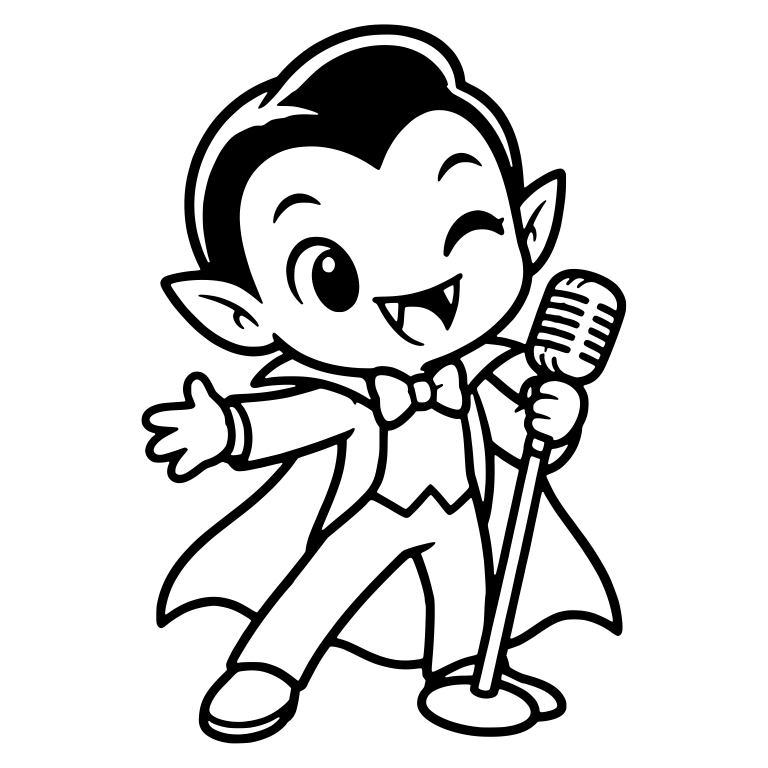 Winking Vampire Singer With Microphone Stand — free fantasy-creature SVG cut file