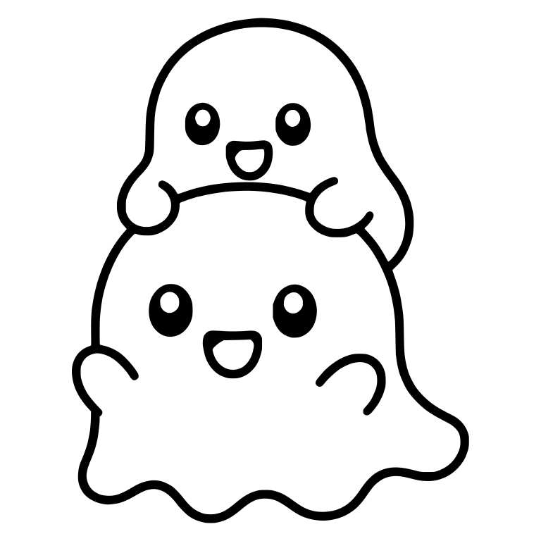 Small Ghost Sitting on a Bigger Ghost — free fantasy-creature SVG cut file