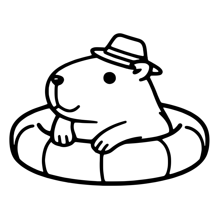 Capybara in a Fedora Hat Floating on a Swim Ring — free animal SVG cut file