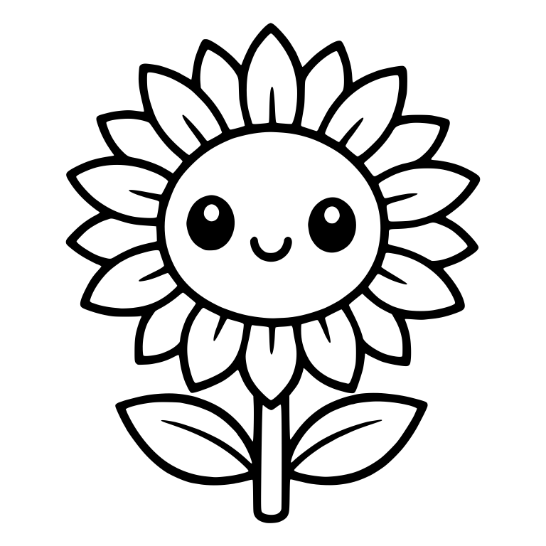Sunflower With Sparkly Eyes and Long Pointed Petals — free floral SVG cut file