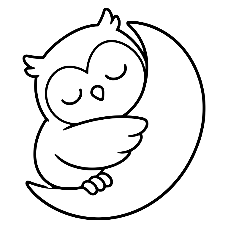 Sleepy Owl Hugging a Crescent Moon With One Wing — free animal SVG cut file