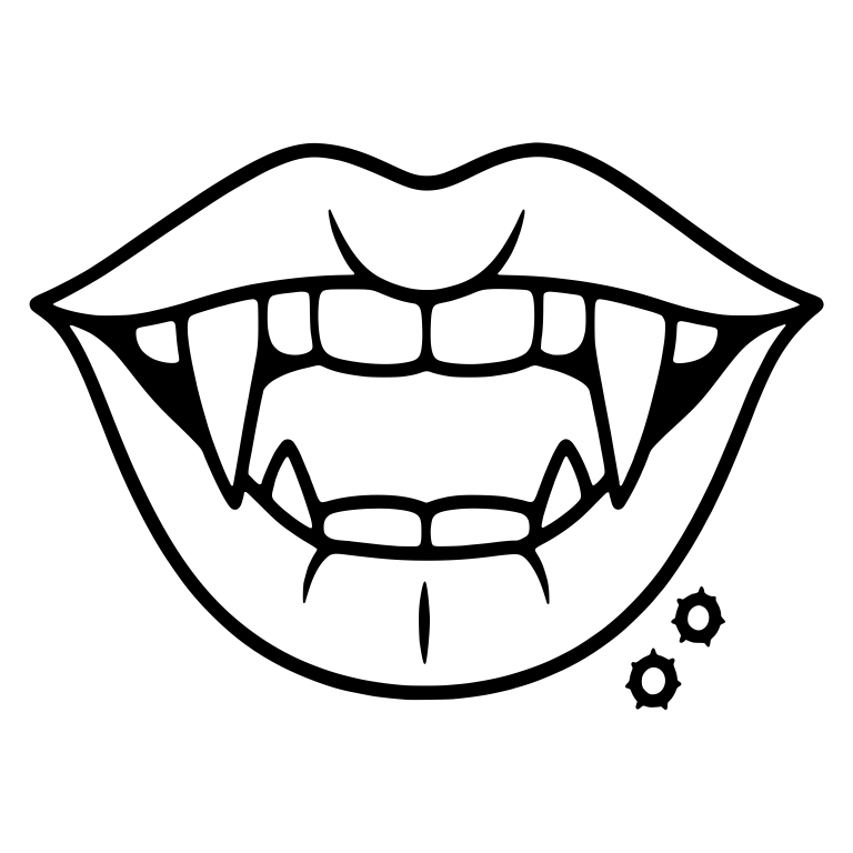 Vampire Mouth with Two Spiky Bite Marks Beside Lip — free fantasy-creature SVG cut file