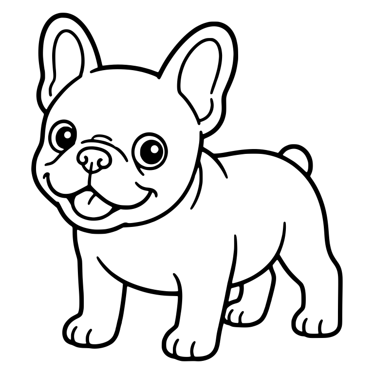 Standing French Bulldog With Tongue Out And Round Tail — free animal SVG cut file