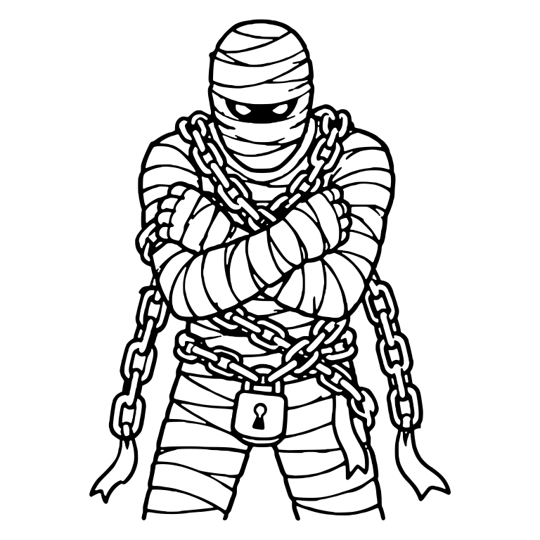 Chained Mummy With Padlock And Crossed Arms — free fantasy-creature SVG cut file