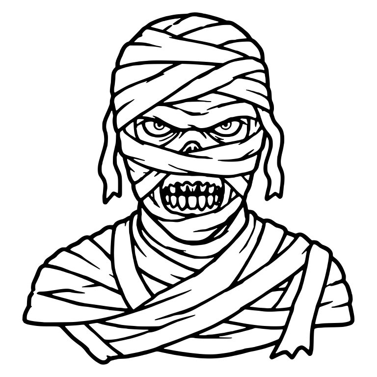 Snarling Mummy Bust With Bared Teeth — free fantasy-creature SVG cut file