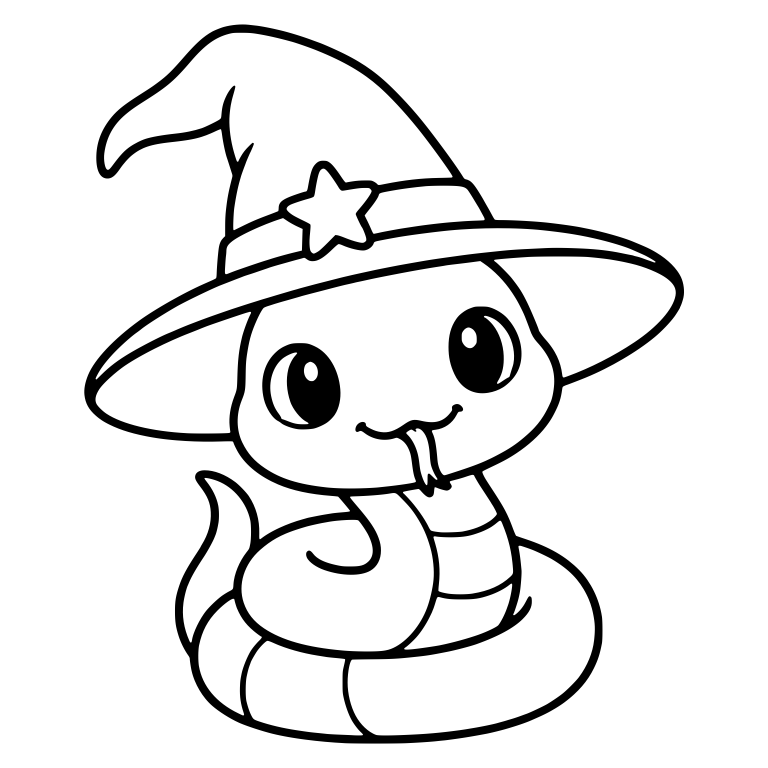 Coiled Snake in Wide Witch Hat with Star Band — free animal SVG cut file