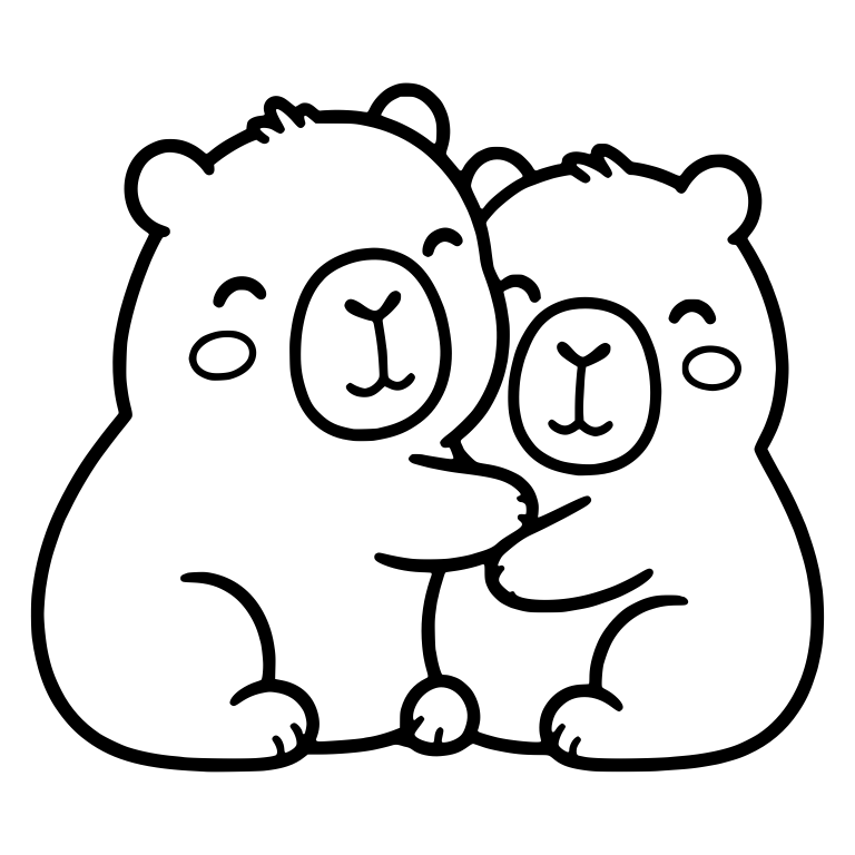 Two Capybaras Hugging Side by Side — free animal SVG cut file