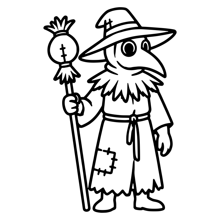 Scarecrow Plague Doctor with Stitched Head Staff — free characters SVG cut file