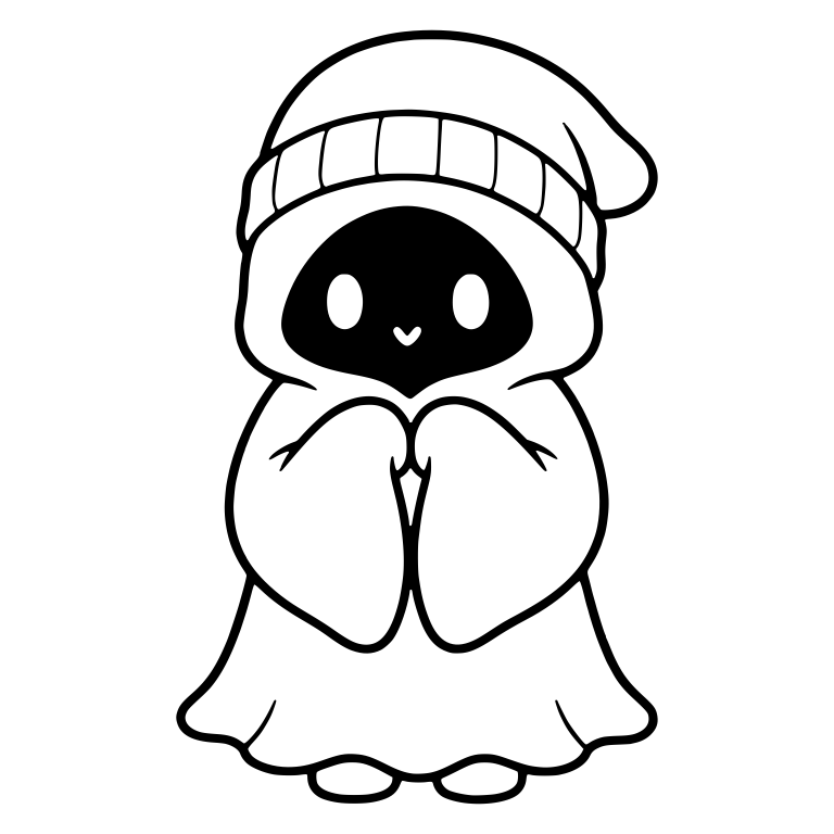 Dark-Faced Beanie Reaper With Hands Clasped — free characters SVG cut file