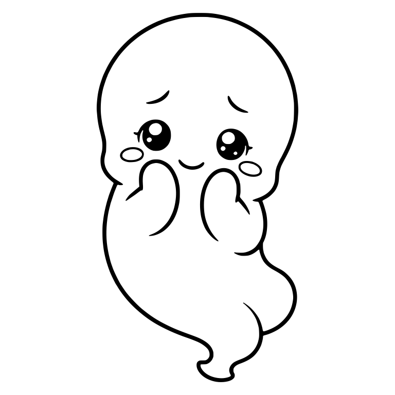 Shy Ghost Child With Hands on Blushing Cheeks — free fantasy-creature SVG cut file