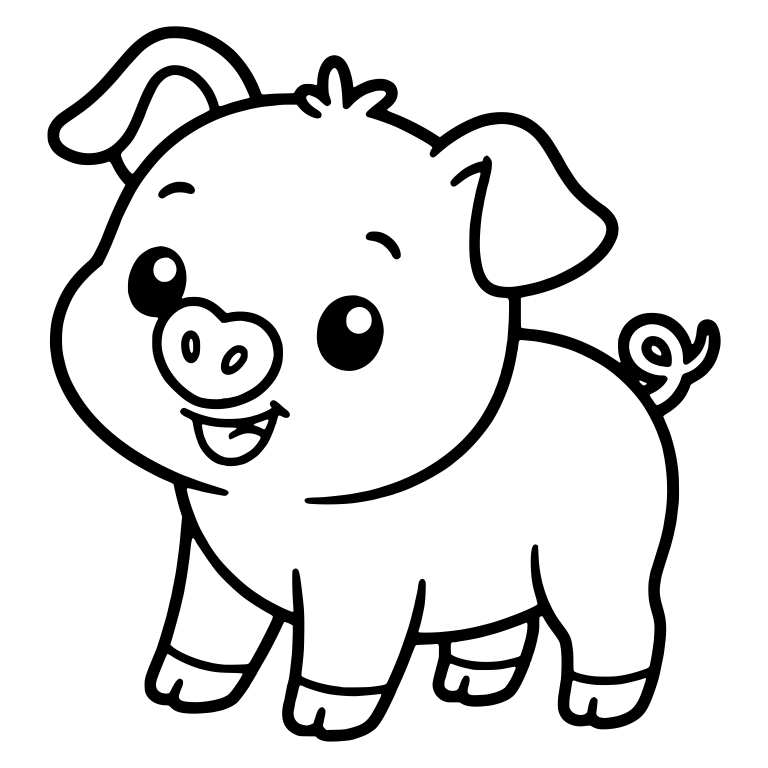 Walking Piglet With Curly Tail and Hair Tuft — free animal SVG cut file