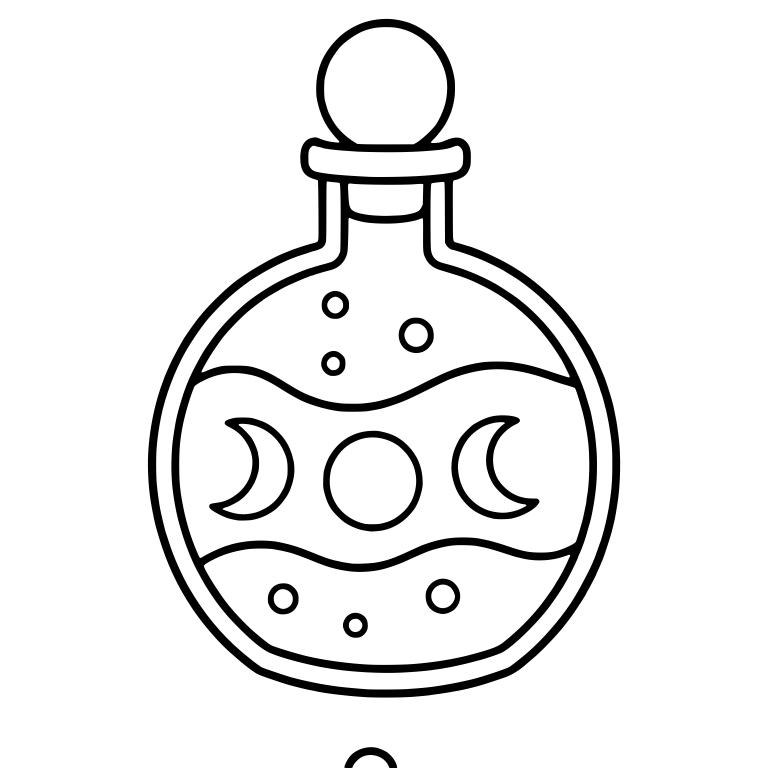 Round Flask with Triple Moon and Wavy Liquid — free objects SVG cut file