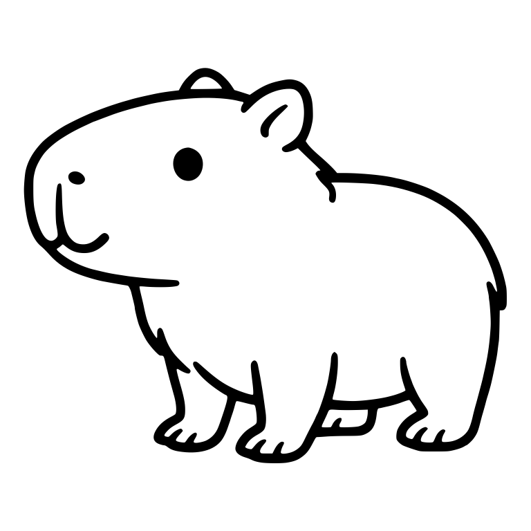 Standing Capybara Side View Facing Left — free animal SVG cut file