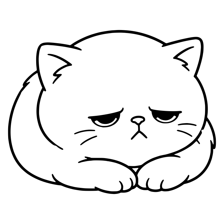 Glum Chubby Kitten Resting On Its Paws — free animal SVG cut file