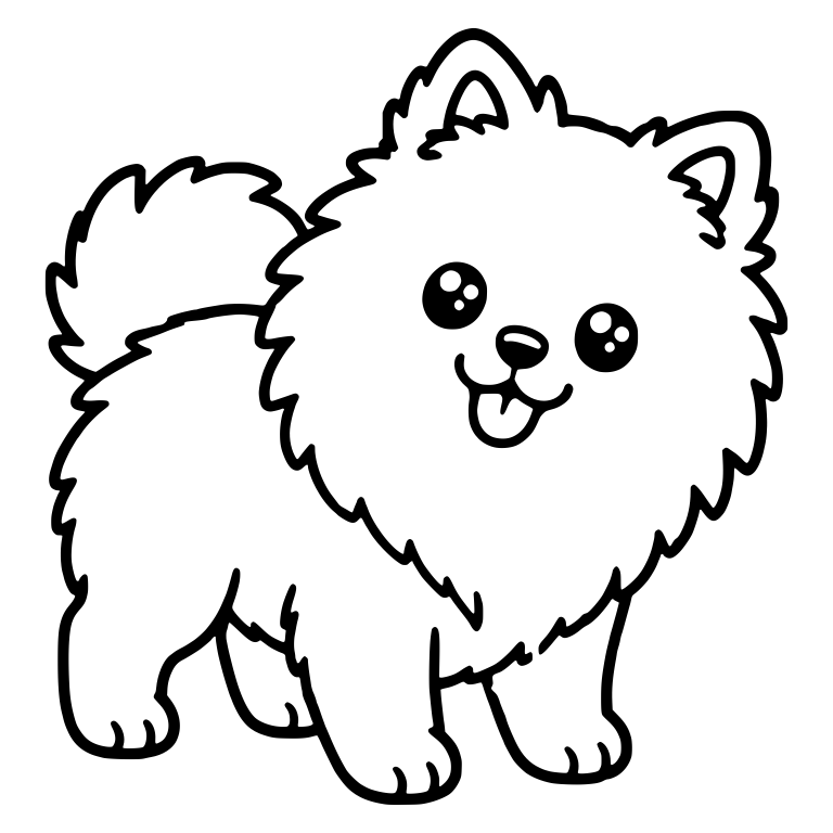 Standing Pomeranian Facing Right With Sparkly Eyes — free animal SVG cut file
