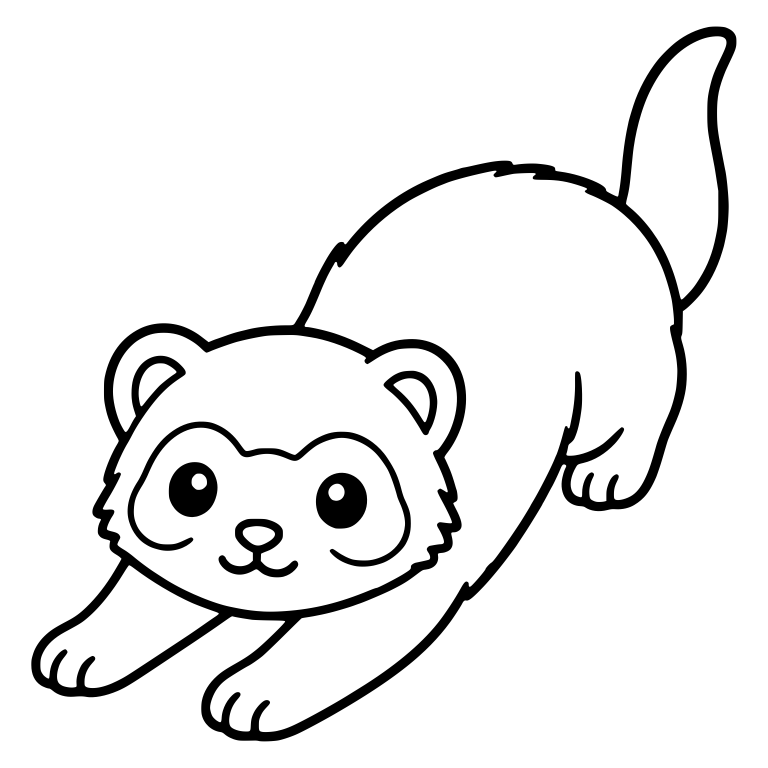 Kawaii Ferret Play Bow With Long Raised Tail — free animal SVG cut file