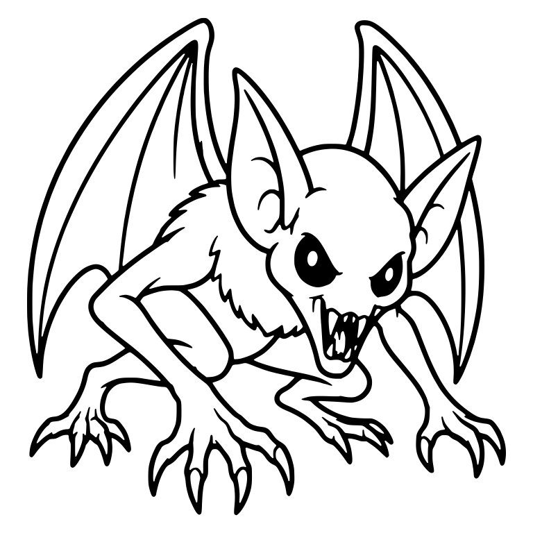 Crouching Bat Creature With Raised Wings — free fantasy-creature SVG cut file