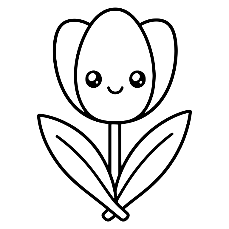 Tulip With Round Eyes And Crossed Leaves — free floral SVG cut file
