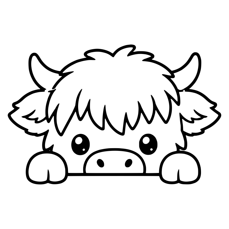 Highland Calf Peeking Over a Ledge with Eyes and Nose — free animal SVG cut file