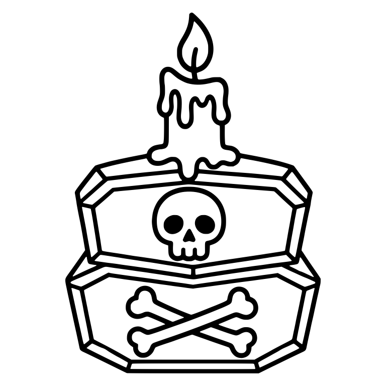 Skull and Crossbones Coffin Stack with Dripping Candle — free objects SVG cut file