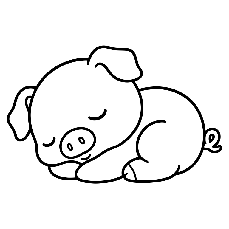 Sleeping Piglet Curled Up Side View — free animal SVG cut file