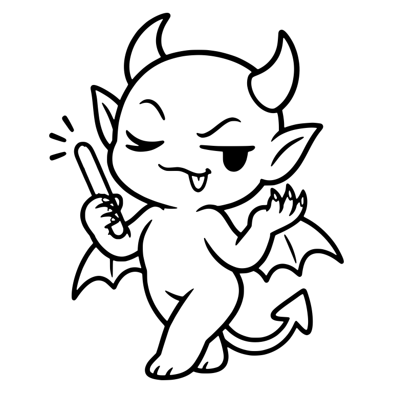 Winking Devil Filing Claws With Nail File — free fantasy-creature SVG cut file