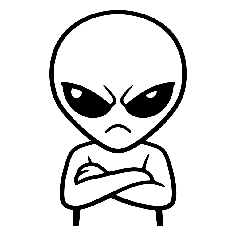 Grumpy Grey Alien With Large Head and Folded Arms — free fantasy-creature SVG cut file