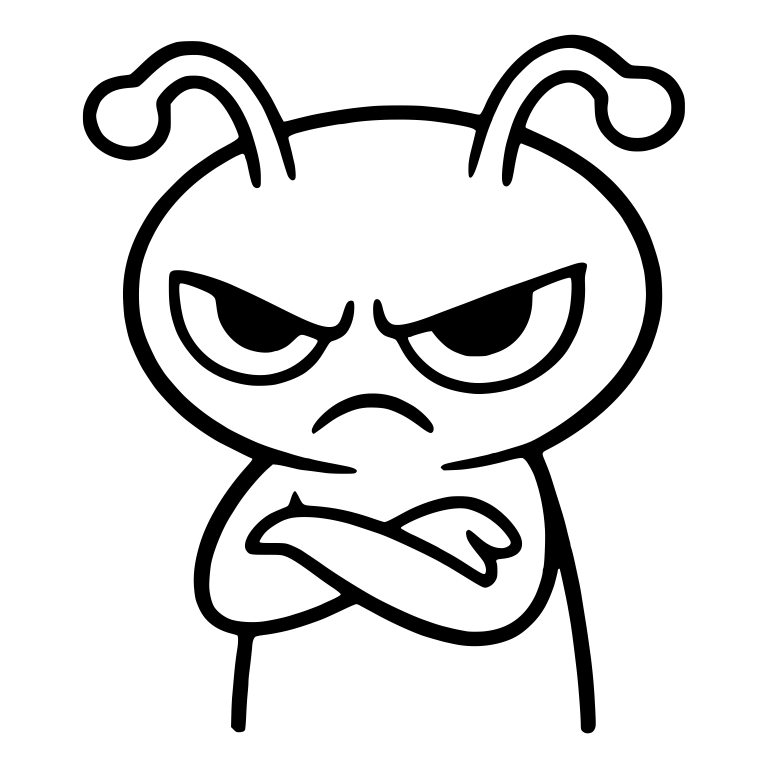 Grumpy Alien With Curved Antennae and Folded Arms — free fantasy-creature SVG cut file