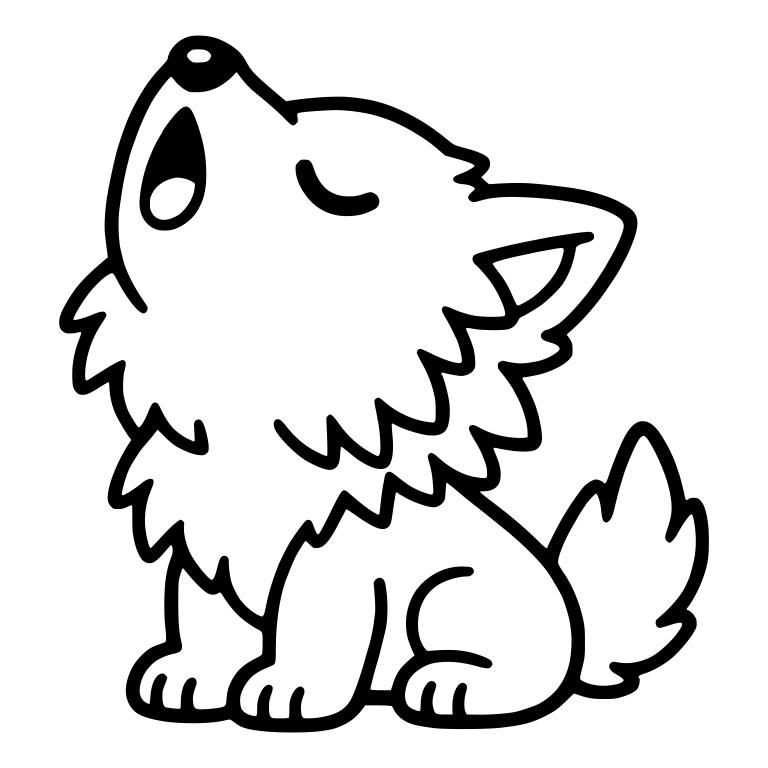 Kawaii Wolf Pup Howling With Head Thrown Back — free animal SVG cut file