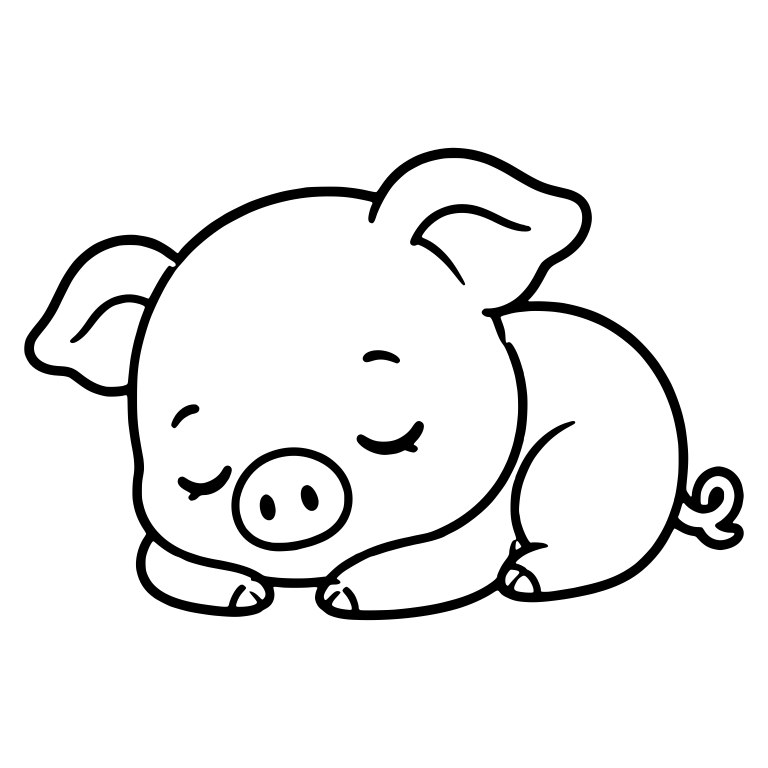 Sleeping Curled Piglet With Eyelashes and Curly Tail — free animal SVG cut file