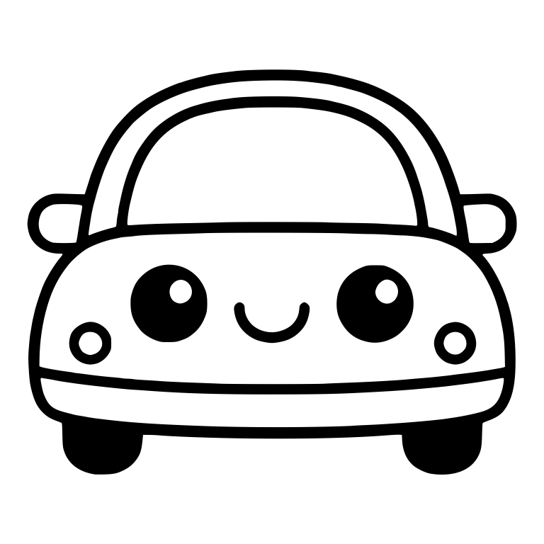 Kawaii Car Front View with Smiling Face — free objects SVG