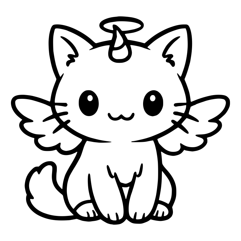 Angel Kitten With Halo, Tiny Horn and Wings — free animal SVG cut file