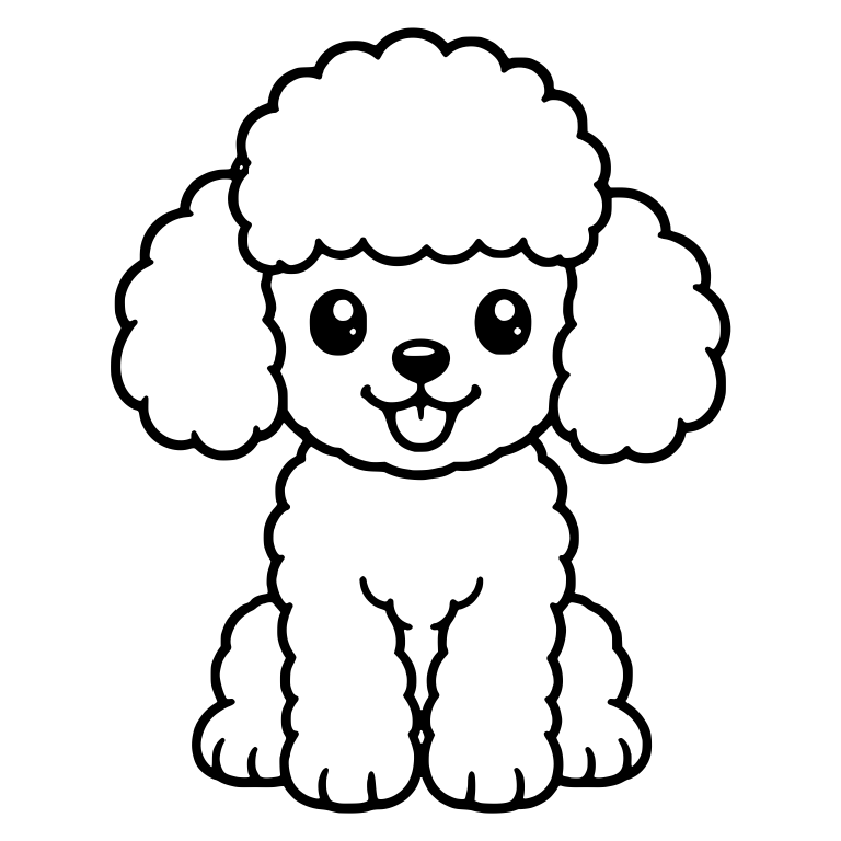 Sitting Toy Poodle Puppy With Topknot and Fluffy Ears — free animal SVG cut file