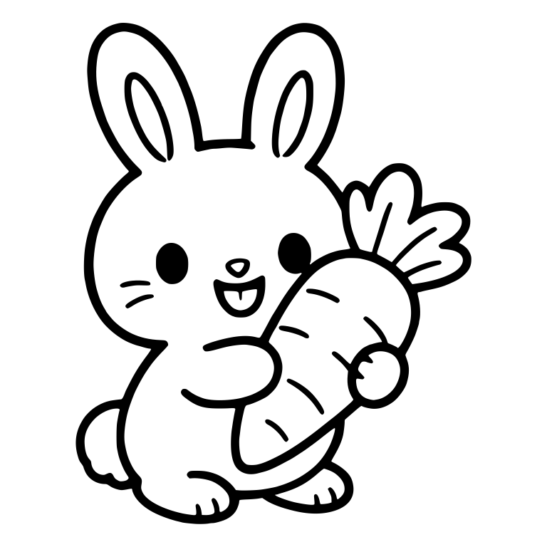 Grinning Bunny Hugging A Carrot With Looped Ears — free animal SVG cut file