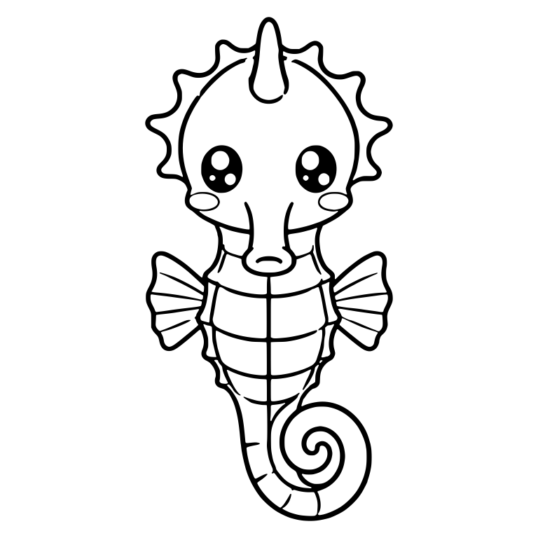 Front-Facing Seahorse With Forehead Horn And Blush — free animal SVG cut file