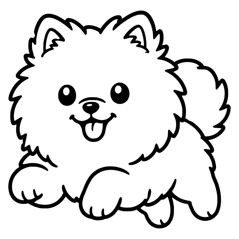 Crouching Pomeranian With Big Front Paws — free animal SVG cut file