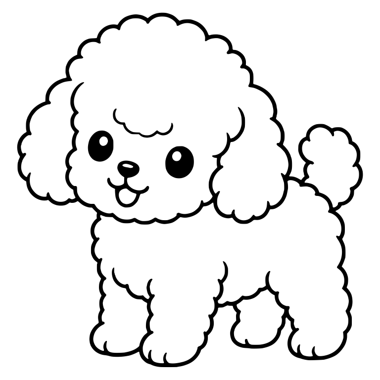 Standing Fluffy Toy Poodle Puppy With Tongue Out — free animal SVG cut file