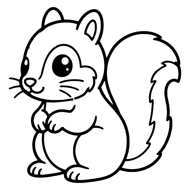 Sitting Squirrel Facing Left With Whiskers and Folded Paws — free animal SVG cut file