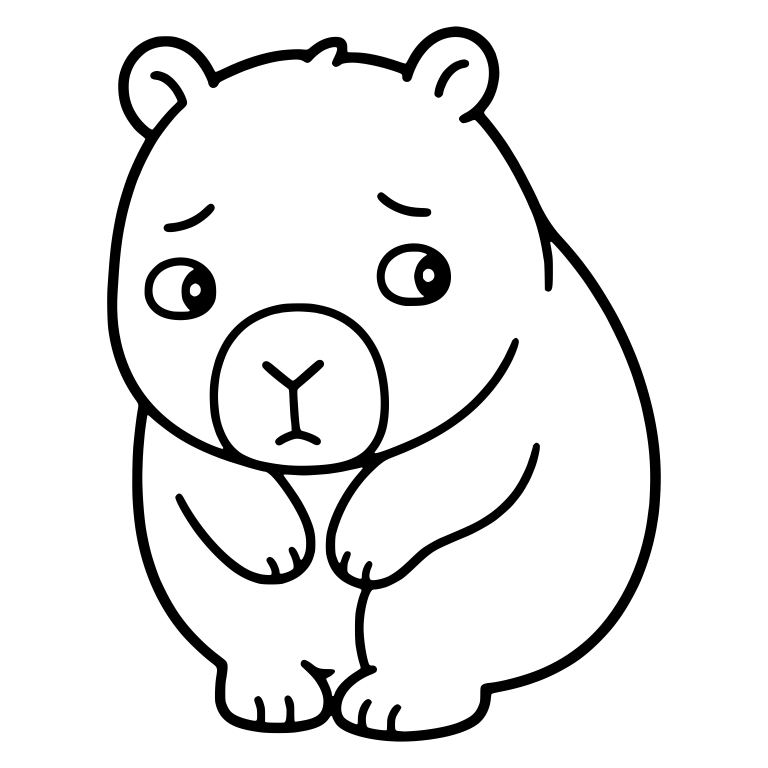 Sad Shy Capybara with Frown and Side-Glancing Eyes — free animal SVG cut file