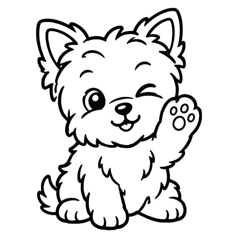 Winking Yorkie Puppy Waving Hello With One Paw — free animal SVG cut file